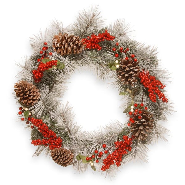National Tree Company 24 in. Snowy Pine Artificial Wreath