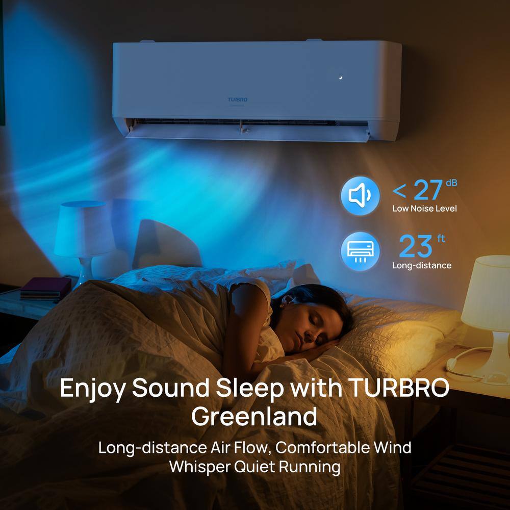 TURBRO 12,000 BTU White Ductless Mini Split AC with Heat Pump