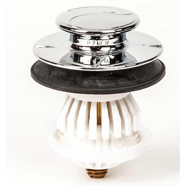 PF WaterWorks 1.5 in. or 1.25 in. DrainEASY Universal Clog Preventing Tub Stopper/Strainer with 3/8 in. & 5/16 in. Fittings, Chrome