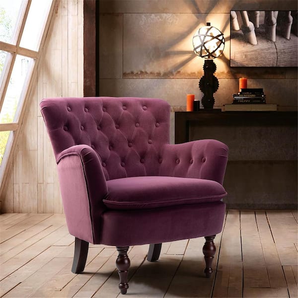 purple tufted accent chair