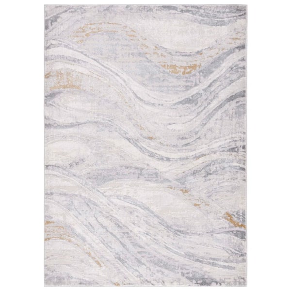 SAFAVIEH Palma 10 ft. x 14 ft. Beige/Light Gray Marble Swirl Area Rug