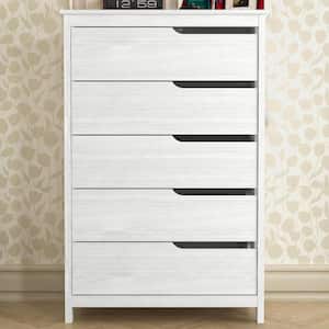 Cabbie 5 Drawers Pearl White 31.5 in. Wide Teen Chest of Drawer