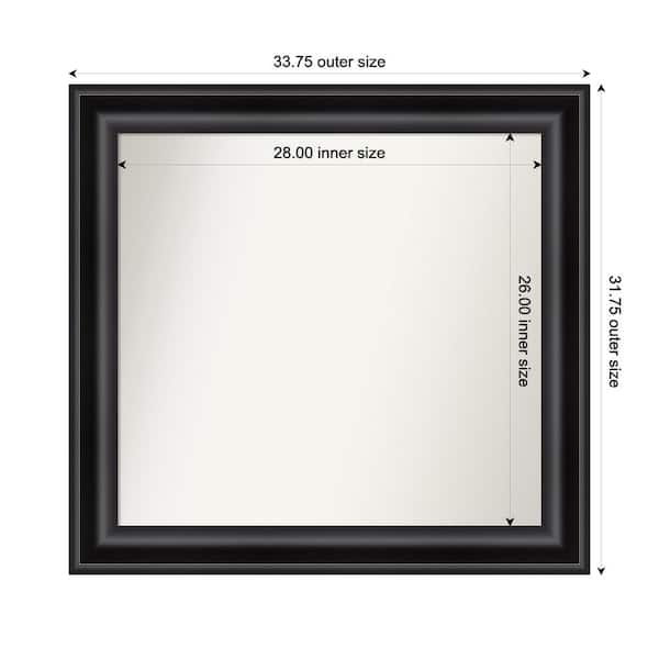 Amanti Art Grand Black 33.75 in. x 31.75 in. Custom Non-Beveled Recycled Polystyrene Framed Bathroom Vanity Wall Mirror