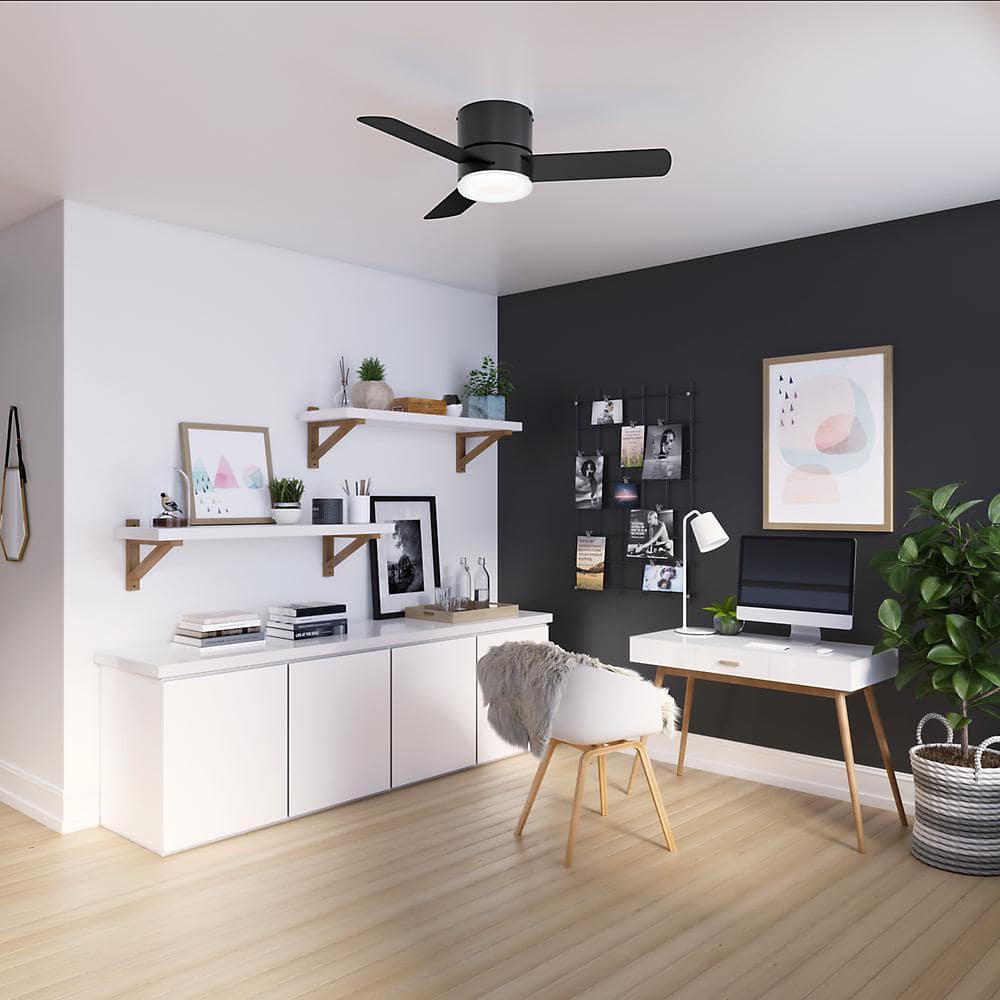 Minimus 44 in. Low Profile Integrated LED Indoor Matte Black Ceiling Fan with Light Kit and Remote price history on PriceWatchPro