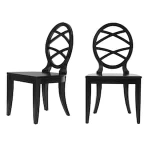 Ebony Wood Dining Chair with Oval Back (Set of 2) (20.24 in. W x 36.87 in. H)