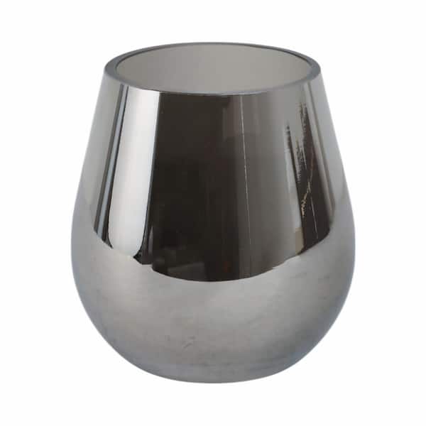 Liv & Skye 6 in. Silver Glass Metallic Decorative Vase