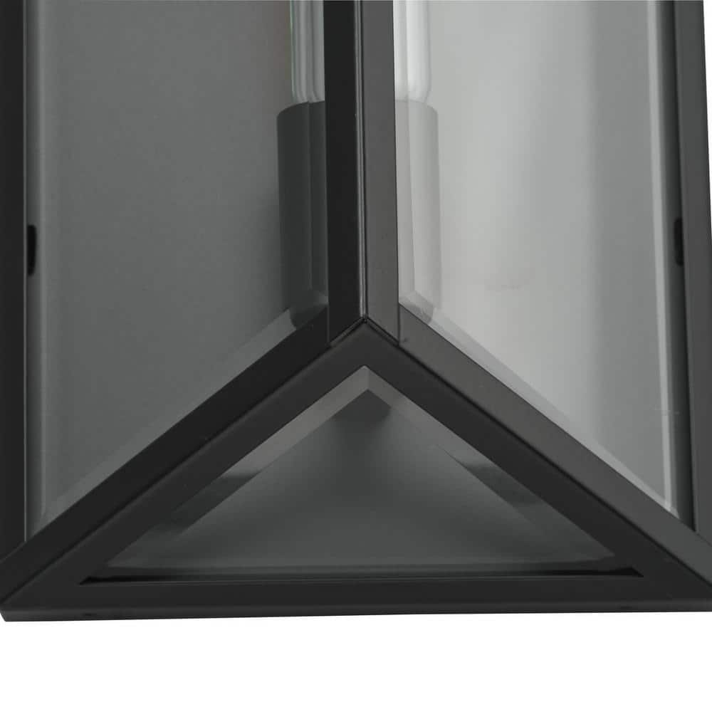 Matte Black Steel Outdoor Wall Lantern with Clear Glass