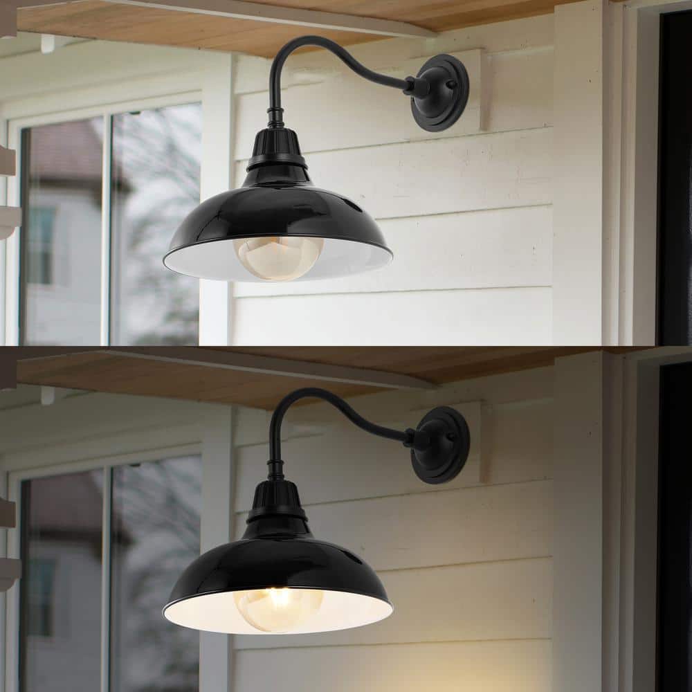 Aurora 12.25" Black Iron LED Gooseneck Arm Sconce