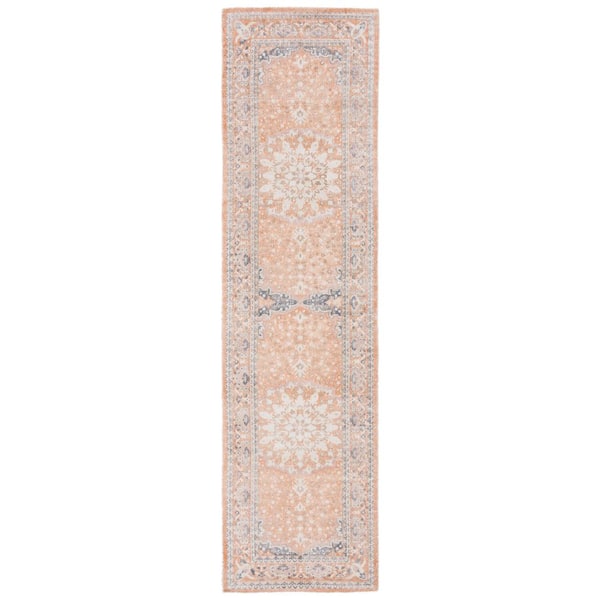 Restoration Vintage 2 ft. x 9 ft. Rust/Orange Ornate Border Runner Rug