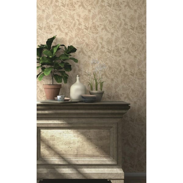 Walls Republic Beige Hand Drawned Bold Floral Blossoms Wallpaper R7881 (57 sq. ft.) Double Roll