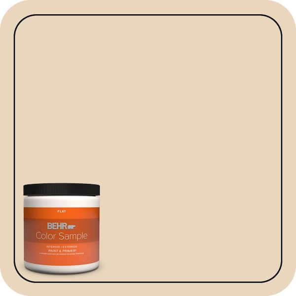 BEHR PREMIUM PLUS 8 oz. #N280-2 Writers Parchment Flat Interior/Exterior Paint & Primer Color Sample