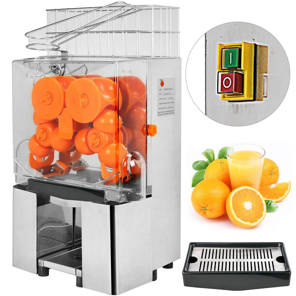 VEVOR Commercial Juicer Machine 120 Watt Orange Squeezer Stainless Steel Electric Juice Extractor with Pull-Out Filter Box, Silver