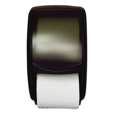 7.5 in. x 7 in. x 12.75 in. Smoke Plastic Twin Standard Roll Toilet Paper Dispenser