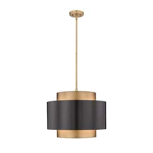 Harlech 3-Light Bronze Plus Rubbed Brass Statement Pendant Light with Steel Shade