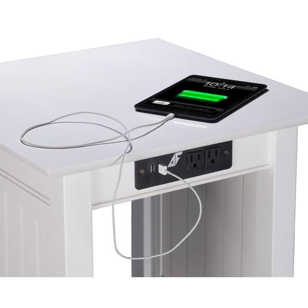 AFI Nantucket White End Table with Charging Station AH14312 The Home Depot