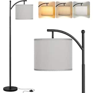 61.8 in. Light Grey, Black 1-Light Dimmable Standard Floor Lamp for Living Room, Bedroom, Office, Classroom, Dorm Room