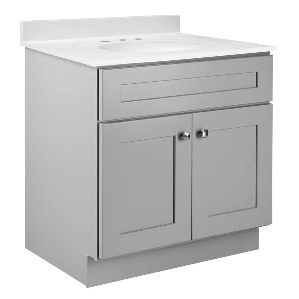 Brookings 31 in. W x 22 in. D x 36 in. H Vanity White Cultured Marble Top S