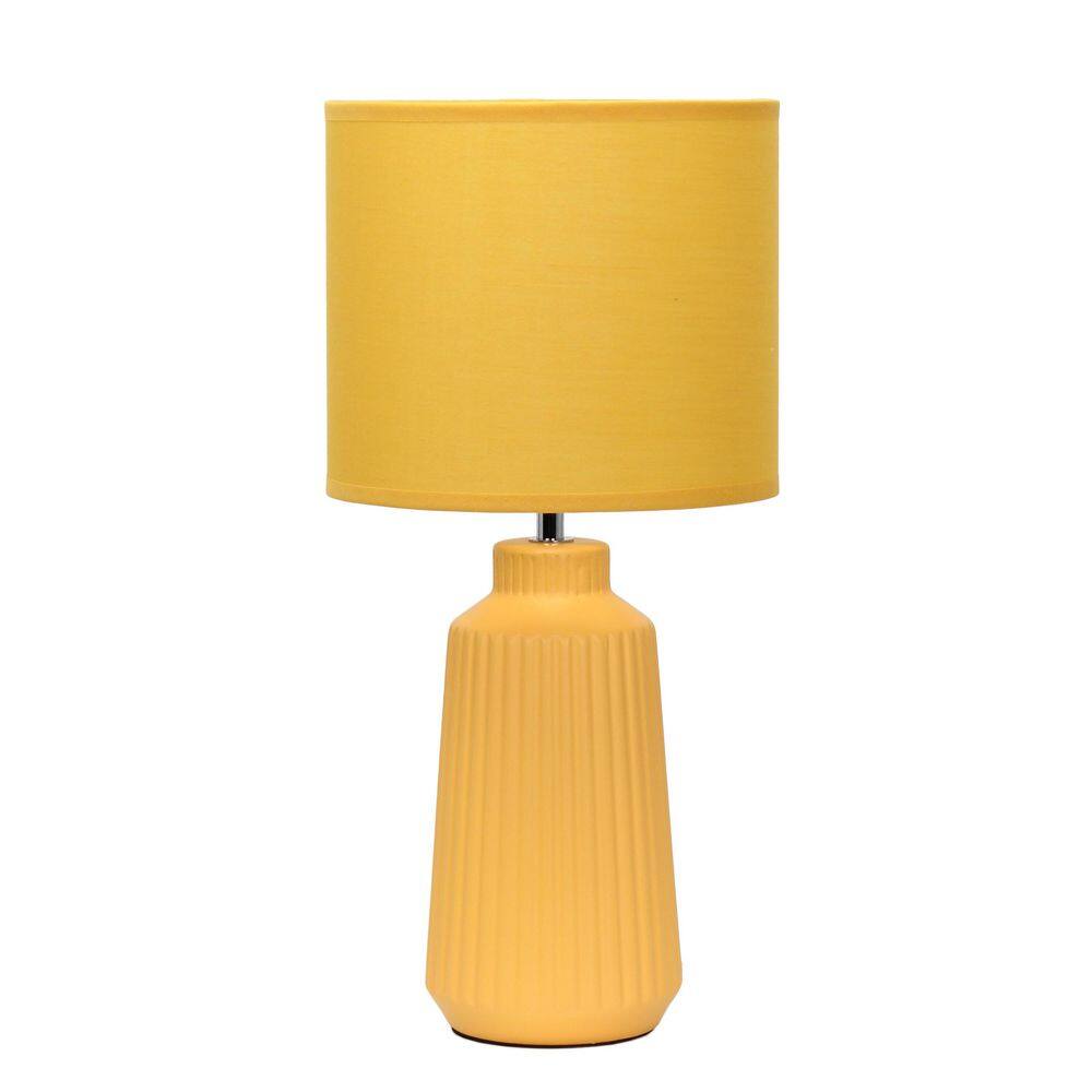 15.94 Grooved Ceramic Table Lamp, Yellow Base with Fabric Shade for Stylish Spaces price history on PriceWatchPro