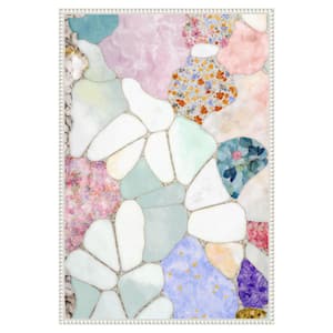 "Floral Mosaic" by Treechild 1 Piece Floater Frame Giclee Abstract Canvas Art Print 33 in. x 23 in .
