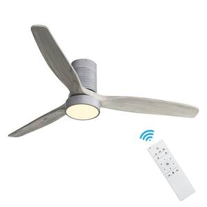 52 in. Integrated LED Matte Silver Indoor/Outdoor Flush Mount Ceiling Fan with Reversible DC Motor and Remote Control