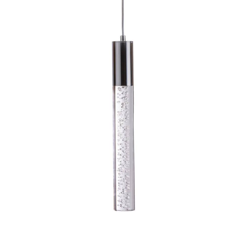 Chrome and Crystal Sparkling Night Cylinder Pendant Light