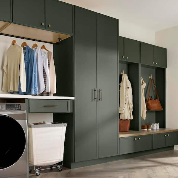 Leyton 24 in. W x 24 in. D x 96 in. H Ready To Assemble Plywood Slim Shaker Utility Pantry Kitchen Cabinet in Fern Green