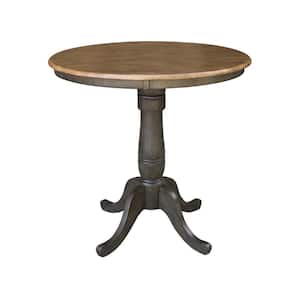 Hickory/Coal 36 in. Round Solid Wood Counter Height Dining Table