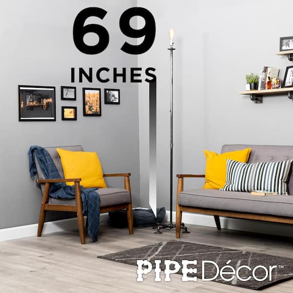 1/2 in. Black Steel Pipe 69 in. H Torch Style Floor Lamp Kit