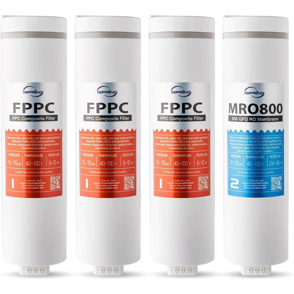 F4-RO800 3 Years Replacement Filter Pack for RO800G Tankless RO System, Includes 3x FPPC and 1x MRO800
