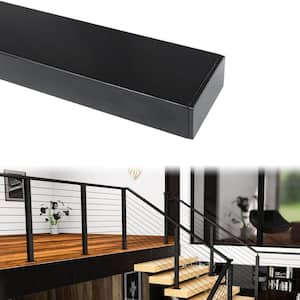 6.6 Stainless Steel Handrail Black Rectangular Deck Stair Indoor/Outdoor with End Cap for Cable Railing Kit in Black
