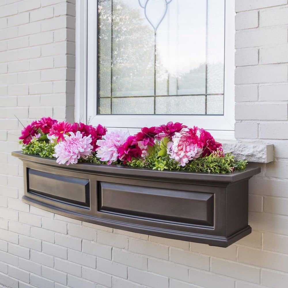 Espresso Polyethylene Self-Watering 4ft Nantucket Window Box