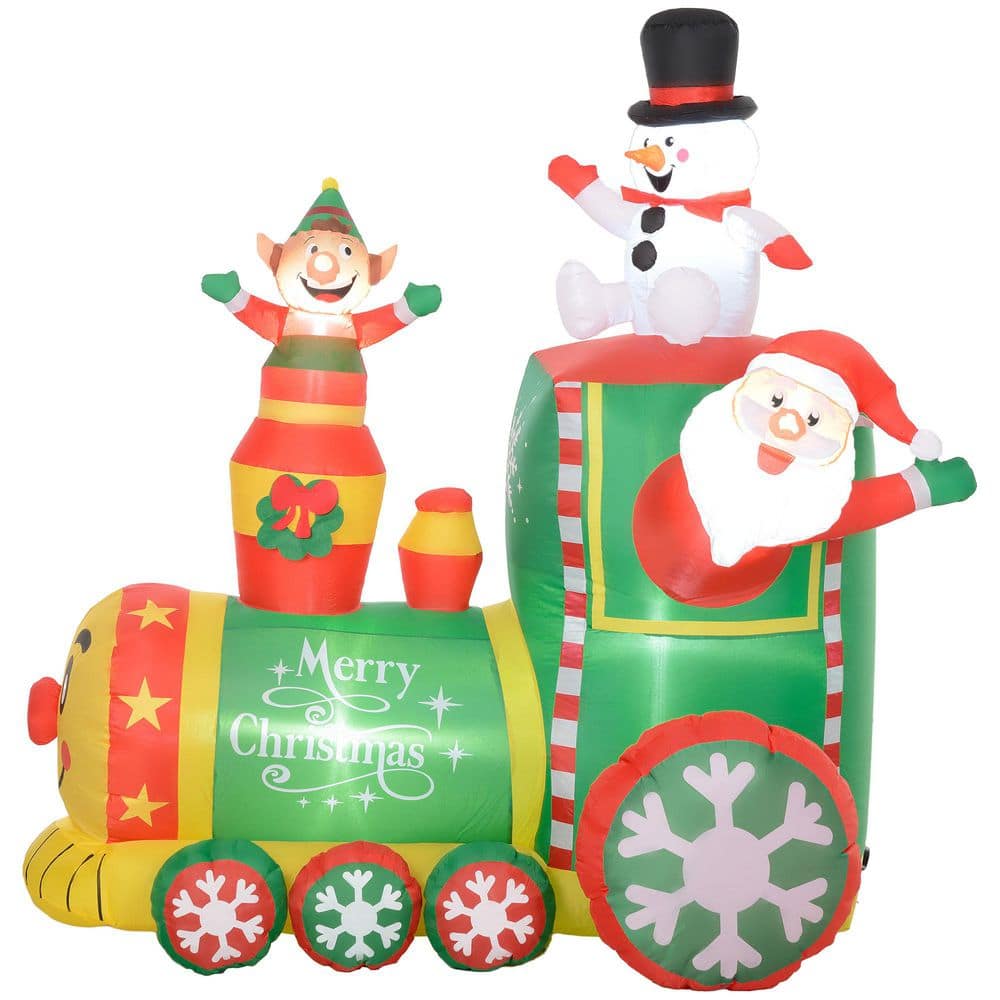 6 ft. Christmas Inflatables Train, Santa Claus and Snowman Drive Train Blow-Up Outdoor Christmas Decorations price history on PriceWatchPro