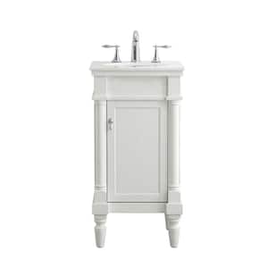 Simply Living 18.5 in. W x 19 in. D x 35 in. H Bath Vanity in Antique White with Ivory White Engineered Marble