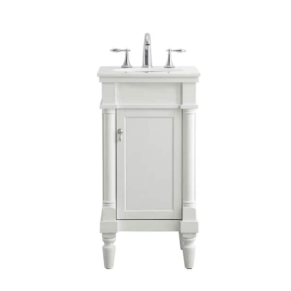 Unbranded Simply Living 18.5 in. W x 19 in. D x 35 in. H Bath Vanity in Antique White with Ivory White Engineered Marble