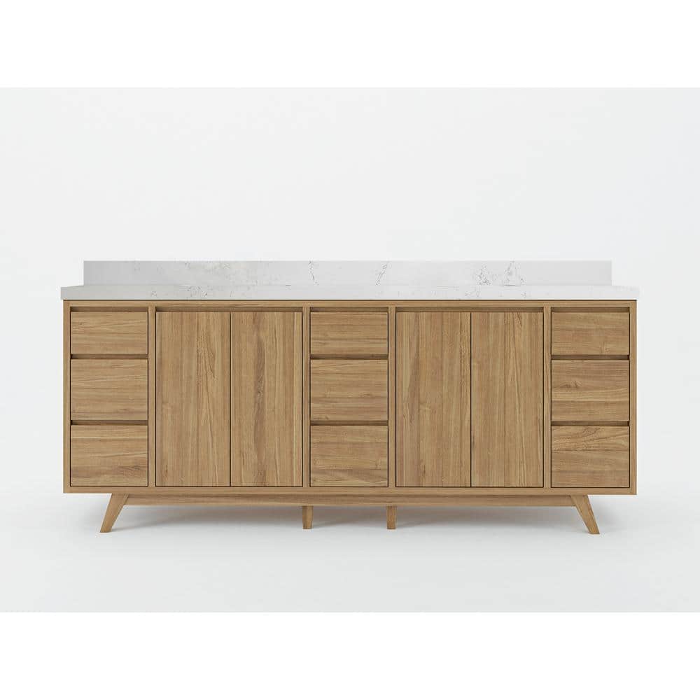Madison Teak 84 in. W x 22 in. D x 36 in. H Double Sink Bath Vanity in Golden Teak with 2 in Empira Quartz Top price history on PriceWatchPro