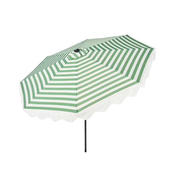 green lighted patio umbrella EliteShade USA 10-Year-Non-Fading 9ft Market Umbrella, Commercial Grade Table Sun with 80 Solar LED Lights, Crank Open, Windproof & UPF 50+ UV Protection for Garden, Deck, Pool, Backyard Evenings with your friends and family will become a bit brighter and more whimsical with the addition of a patio umbrella with LED lighting AreShark 9FT Patio Umbrella with