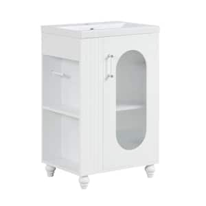 20 in. W x 15.6 in. D x 33 in. H Single Sink Freestanding Bath Vanity in White with White Ceramic Top Unassembled