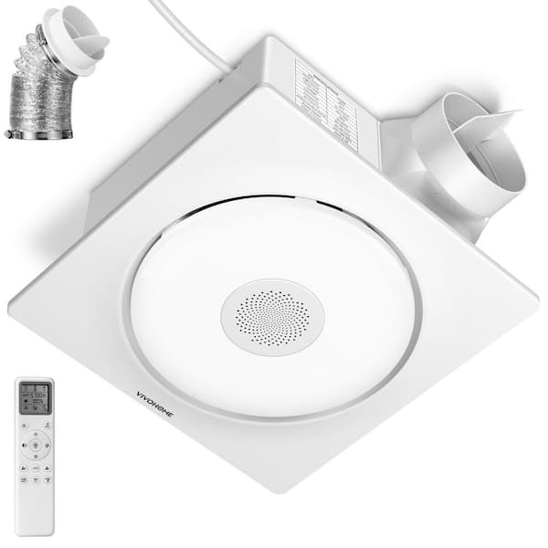 160 CFM Bluetooth Speaker Bathroom Exhaust Fan with 7-Color RGB Light, Humidity Sensor