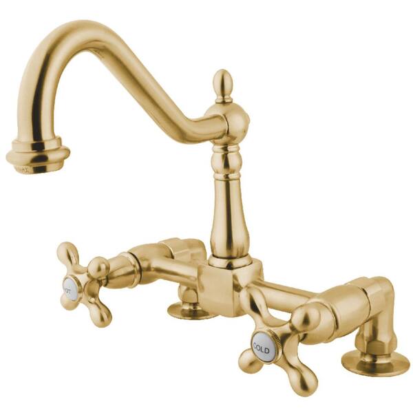 Kingston Brass Heritage 2-Handle Standard Kitchen Faucet in Polished Brass