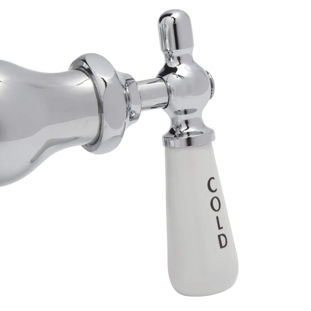 Chrome Ceiling and Wall Mounted Shower Unit with Porcelain Handles