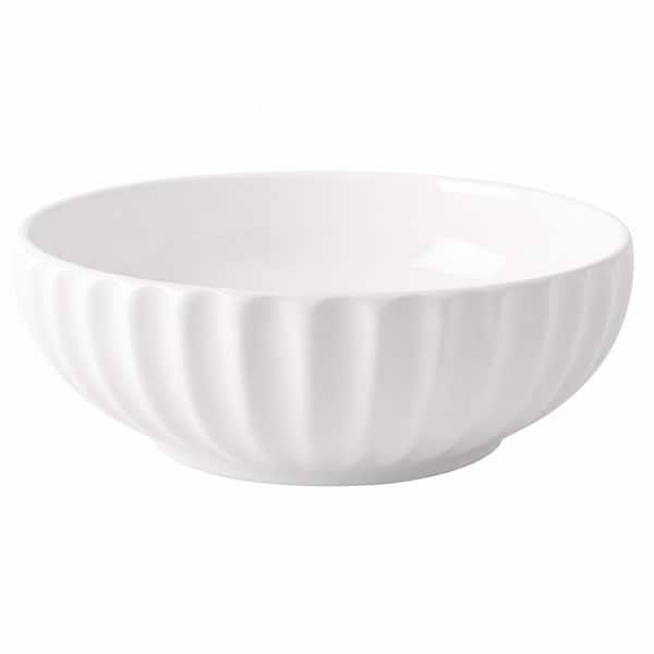 1 Piece Ceramic Fruit Bowl Set Large 85 oz. Kitchen Serving Bowl with Pumpkin Drainage and Ribbed Design Dishwasher Safe