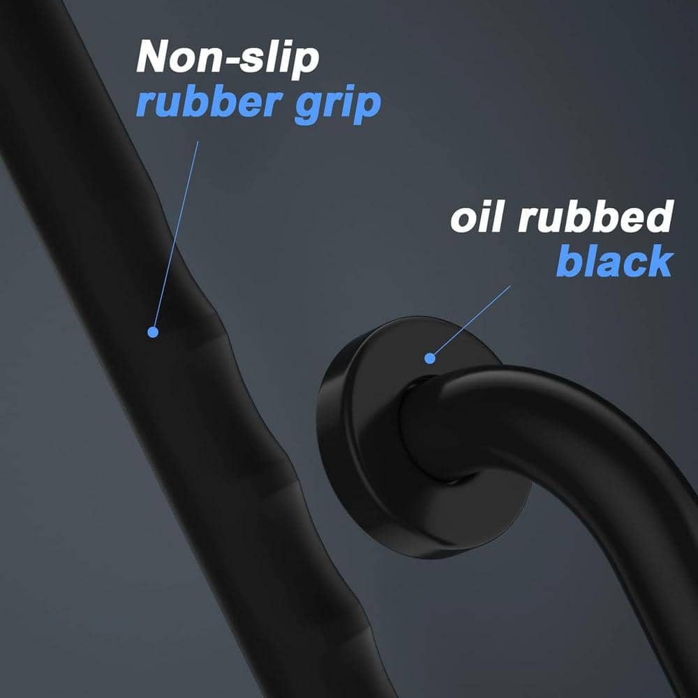 24 Inch Matte Black Stainless Steel Anti-Slip Grab Bars, 2-Pack