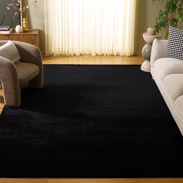 Mirage 9 ft. x 12 ft. Black Contemporary Solid Color Area Rug