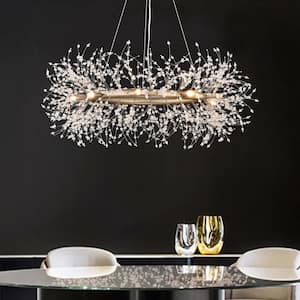 Silvia 9Light Brushed Silver-ish Champagne Beads Firework Chandelier for Kitchen Island with no Bulbs Included