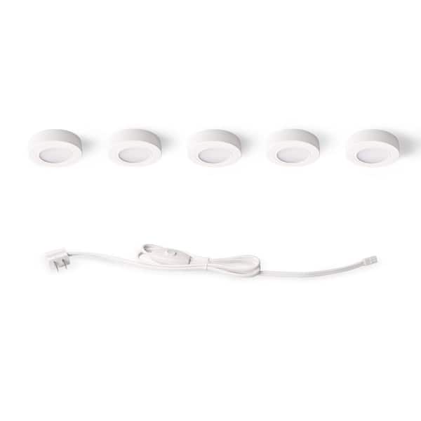 Unbranded 5-Light Plug-In LED White Puck Light Kit