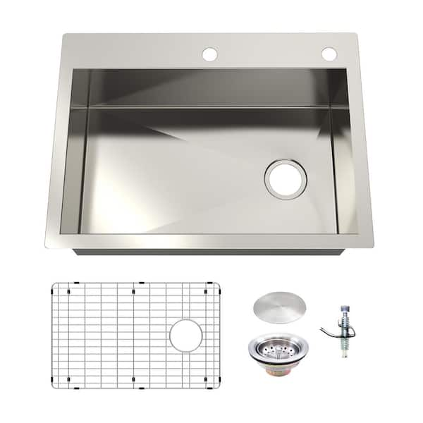 Glacier Bay Zero Radius Drop-In 16-Gauge Stainless Steel 30 in. Single Bowl Kitchen Sink in Brushed Finish with Accessories