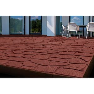 24 in. x 12 in. x 5/8 in. Red Interlocking Dual-Sided Rubber Paver (60-Pack)