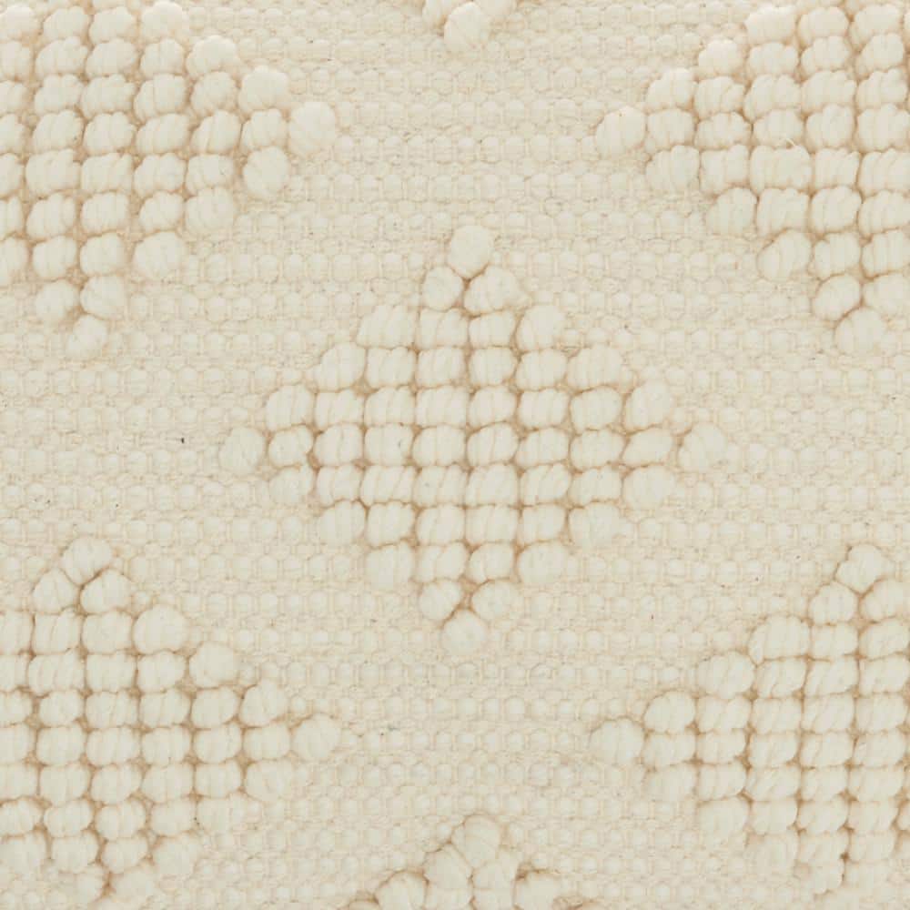 Woven Diamonds Handmade Lumbar Ivory Throw Pillow 12"x20"