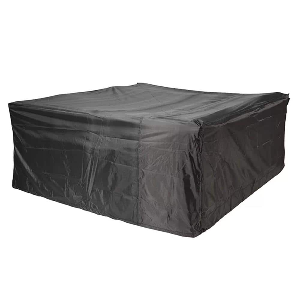 DIRECT WICKER Plus Large 106 in. x 106 in. x 28 in. Square Dining Set Garden Patio Furniture Cover, Black -  RC-1120