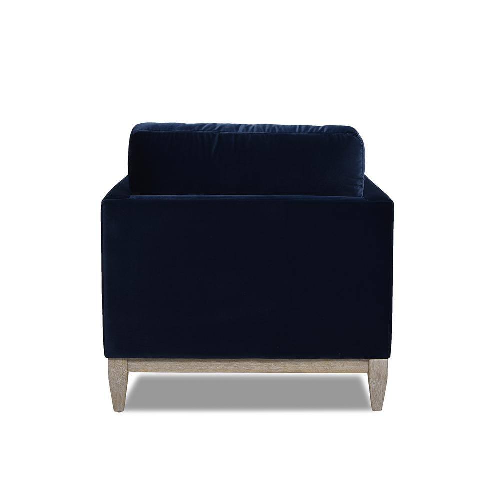 Knox Dark Navy Blue Velvet Armchair with Birch Legs